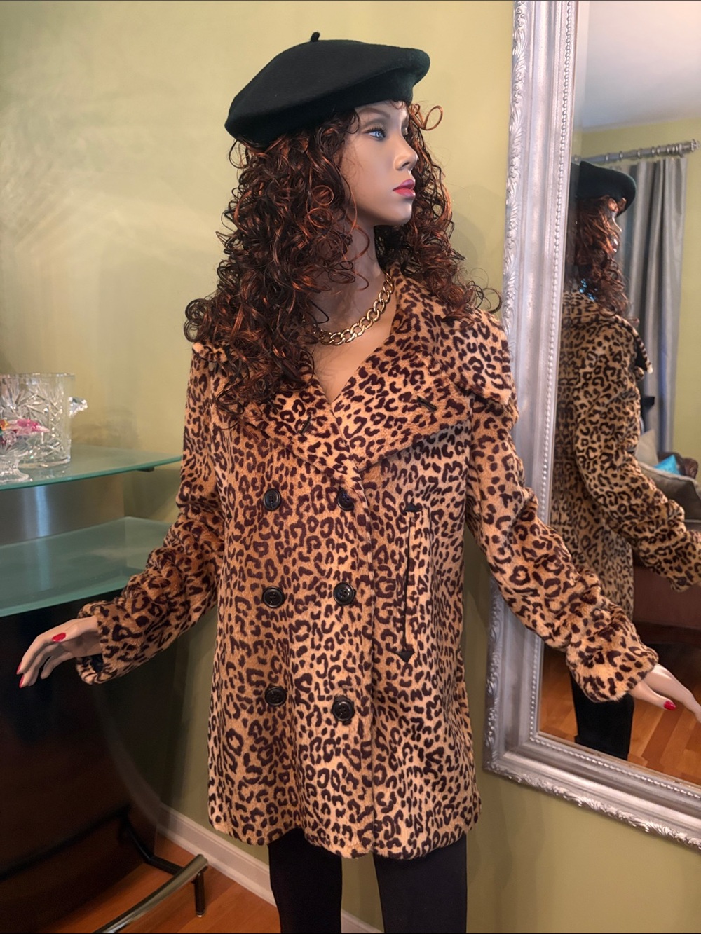 Denim & Supply Ralph Lauren Leopard Print Faux Fur Peacoat - Brown & Black